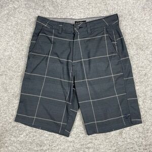 Hangten Shorts Mens 30 Gray Plaid Check‎ Flat Front Chino Slash Pockets
